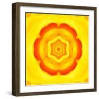 Yellow Concentric Flower Center: Mandala Kaleidoscopic Design-tr3gi-Framed Art Print