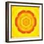 Yellow Concentric Flower Center: Mandala Kaleidoscopic Design-tr3gi-Framed Art Print