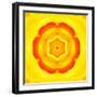 Yellow Concentric Flower Center: Mandala Kaleidoscopic Design-tr3gi-Framed Art Print