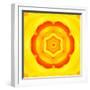 Yellow Concentric Flower Center: Mandala Kaleidoscopic Design-tr3gi-Framed Art Print