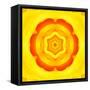 Yellow Concentric Flower Center: Mandala Kaleidoscopic Design-tr3gi-Framed Stretched Canvas