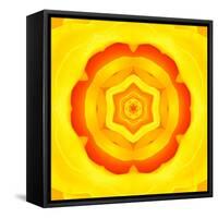 Yellow Concentric Flower Center: Mandala Kaleidoscopic Design-tr3gi-Framed Stretched Canvas