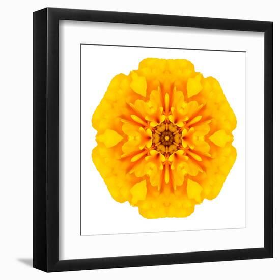 Yellow Concentric Marigold Mandala Flower-tr3gi-Framed Art Print