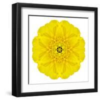 Yellow Concentric Marigold Mandala Flower-tr3gi-Framed Art Print