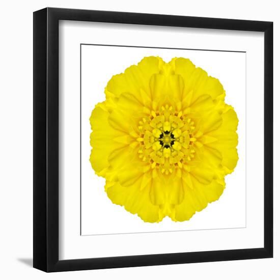 Yellow Concentric Marigold Mandala Flower-tr3gi-Framed Art Print