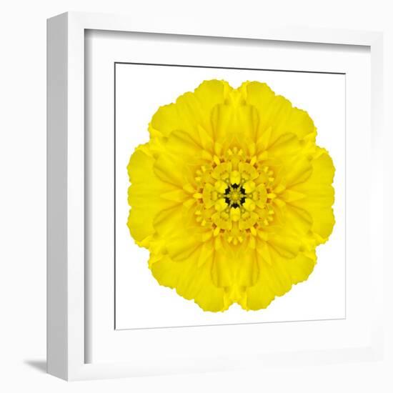 Yellow Concentric Marigold Mandala Flower-tr3gi-Framed Art Print