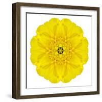 Yellow Concentric Marigold Mandala Flower-tr3gi-Framed Art Print