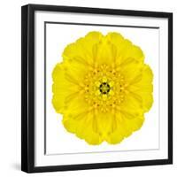 Yellow Concentric Marigold Mandala Flower-tr3gi-Framed Art Print