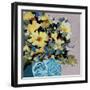 Yellow Daisies In Blue Vase-Jane Slivka-Framed Art Print