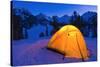 Yellow dome tent in winter, John Muir Wilderness, Sierra Nevada Mountains, California, USA-Russ Bishop-Stretched Canvas