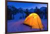 Yellow dome tent in winter, John Muir Wilderness, Sierra Nevada Mountains, California, USA-Russ Bishop-Framed Photographic Print