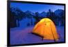 Yellow dome tent in winter, John Muir Wilderness, Sierra Nevada Mountains, California, USA-Russ Bishop-Framed Photographic Print