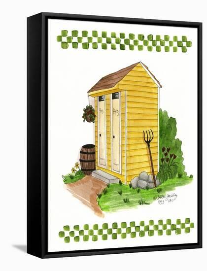 Yellow Double Outhouse-Debbie McMaster-Framed Stretched Canvas