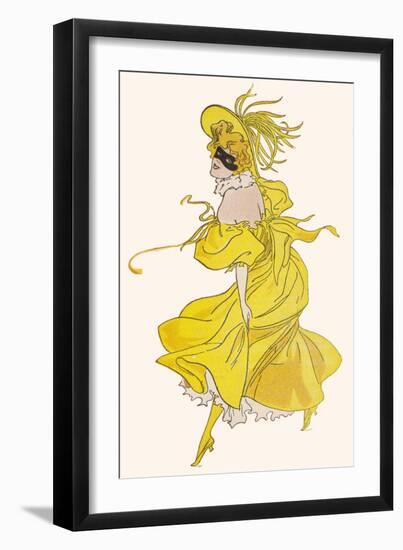 Yellow Dress, Black Mask-null-Framed Art Print