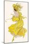 Yellow Dress, Black Mask-null-Mounted Art Print