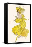 Yellow Dress, Black Mask-null-Framed Stretched Canvas