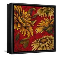 Yellow Floral on Red I-Elizabeth Medley-Framed Stretched Canvas