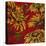 Yellow Floral on Red I-Elizabeth Medley-Stretched Canvas