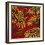 Yellow Floral on Red I-Elizabeth Medley-Framed Art Print