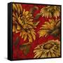 Yellow Floral on Red I-Elizabeth Medley-Framed Stretched Canvas