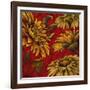 Yellow Floral on Red I-Elizabeth Medley-Framed Art Print