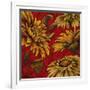 Yellow Floral on Red I-Elizabeth Medley-Framed Art Print