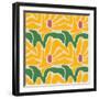 Yellow Floral Pattern with Leaves-Dariia Khotenko-Framed Photographic Print