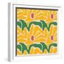 Yellow Floral Pattern with Leaves-Dariia Khotenko-Framed Photographic Print