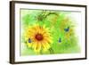 Yellow Flower And Butterflies-Ata Alishahi-Framed Giclee Print