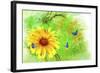 Yellow Flower And Butterflies-Ata Alishahi-Framed Giclee Print