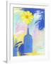 Yellow Flower Blue Bottle-Peggy Brown-Framed Giclee Print