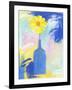 Yellow Flower Blue Bottle-Peggy Brown-Framed Giclee Print