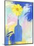 Yellow Flower Blue Bottle-Peggy Brown-Mounted Giclee Print