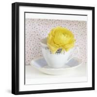 Yellow Flower in Cup and Saucer-Tom Quartermaine-Framed Giclee Print