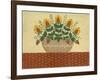 Yellow Flowers with Pumpkin Colored Tablecloth-Debbie McMaster-Framed Giclee Print