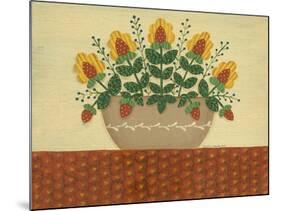 Yellow Flowers with Pumpkin Colored Tablecloth-Debbie McMaster-Mounted Giclee Print