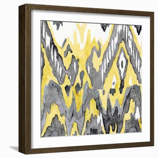 Yellow-Gray Ikat 2-Stellar Design Studio-Framed Art Print