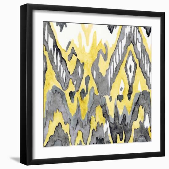 Yellow-Gray Ikat 2-Stellar Design Studio-Framed Art Print