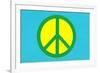 Yellow Green and Blue Peace Sign-null-Framed Premium Giclee Print