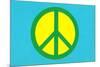 Yellow Green and Blue Peace Sign-null-Mounted Premium Giclee Print