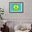 Yellow Green and Blue Peace Sign-null-Framed Art Print displayed on a wall