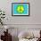 Yellow Green and Blue Peace Sign-null-Framed Art Print displayed on a wall