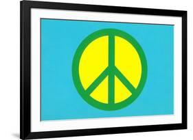 Yellow Green and Blue Peace Sign-null-Framed Art Print