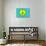 Yellow Green and Blue Peace Sign-null-Stretched Canvas displayed on a wall