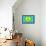 Yellow Green and Blue Peace Sign-null-Framed Stretched Canvas displayed on a wall