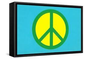 Yellow Green and Blue Peace Sign-null-Framed Stretched Canvas