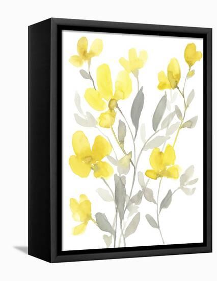 Yellow & Grey Garden I-Jennifer Goldberger-Framed Stretched Canvas