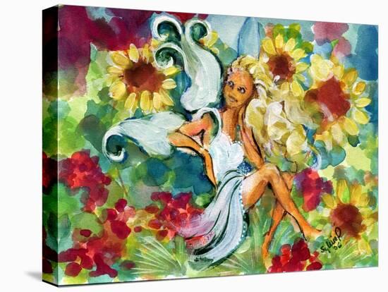 Yellow Haired Sunflower Fairy-sylvia pimental-Stretched Canvas