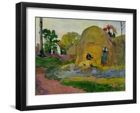 Yellow Haystacks, or Golden Harvest, 1889-Paul Gauguin-Framed Giclee Print