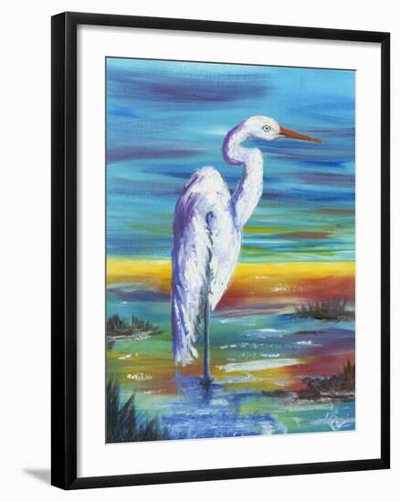 Yellow Heron I-Olivia Brewington-Framed Art Print